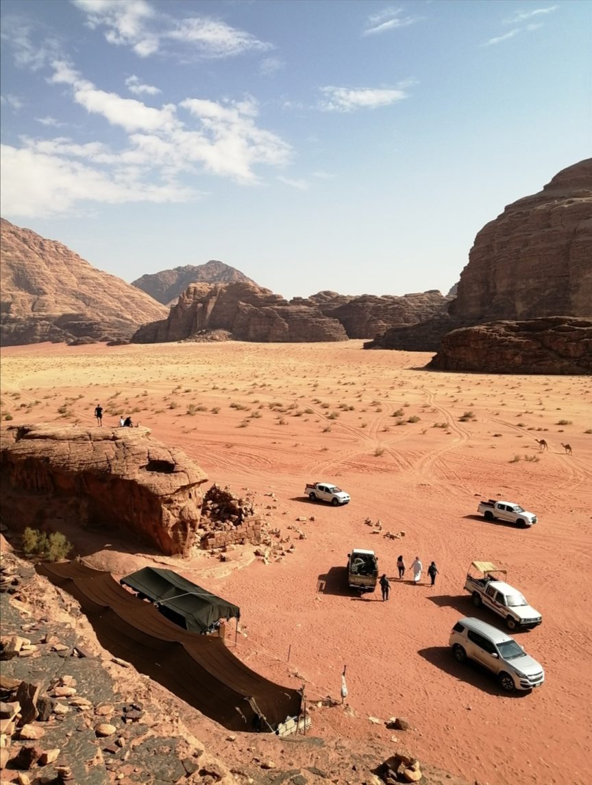 Wadi Rum  juste au-dessus du lieu où Lawrence d’Arabie aurait résidé.