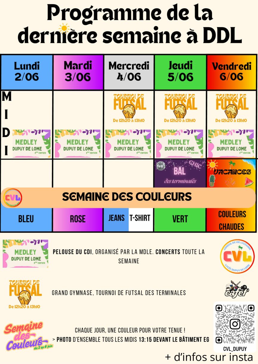 Programme dernière semaine -10
